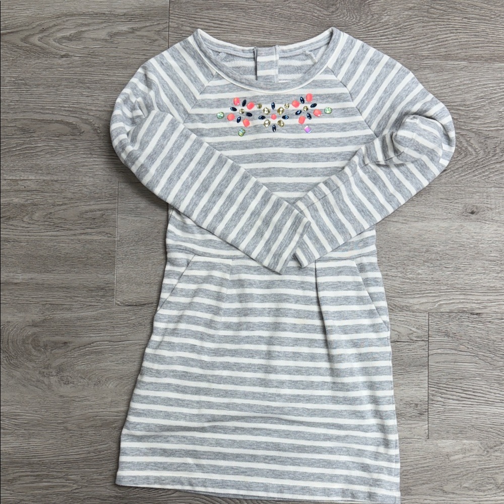 Gymboree Gray Striped Dress with Colorful Accents